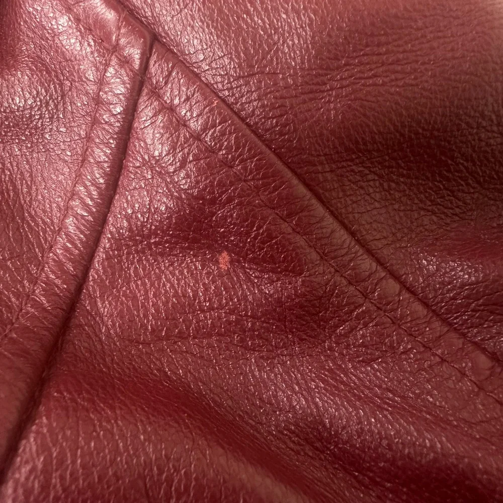 Wilsons Leather Jacket Womens Small Burgundy Zip Belted Outdoor Moto RN69426